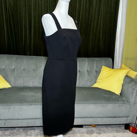 Two Banana Republic Strappy Midi Dresses - solid black and navy/black stripes - Picture 2 of 8